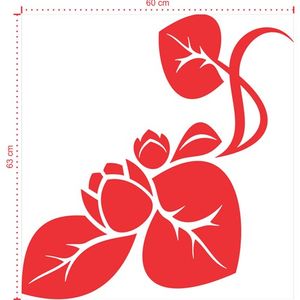 Adesivo Decorativo - Floral 018 - Tamanho: 60x63 cm - Vermelho