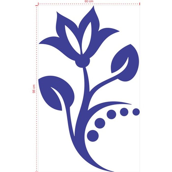 Adesivo Decorativo - Floral 019 - Tamanho: 60x98 cm - Azul Marinho