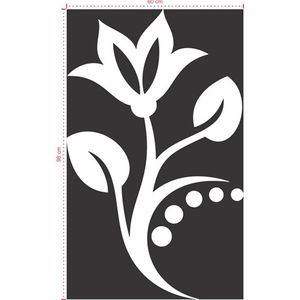 Adesivo Decorativo - Floral 019 - Tamanho: 60x98 cm - Preto