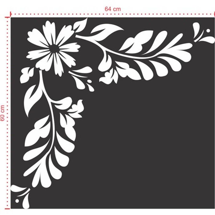 Adesivo Decorativo - Floral 020 - Tamanho: 60x64 cm - Branco