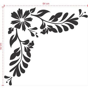 Adesivo Decorativo - Floral 020 - Tamanho: 60x64 cm - Branco