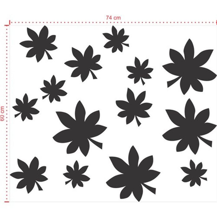 Adesivo Decorativo - Floral 021 - Tamanho: 74x60 cm - Preto