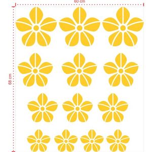 Adesivo Decorativo - Floral 023 - Tamanho: 60x68 cm - Amarelo Ouro