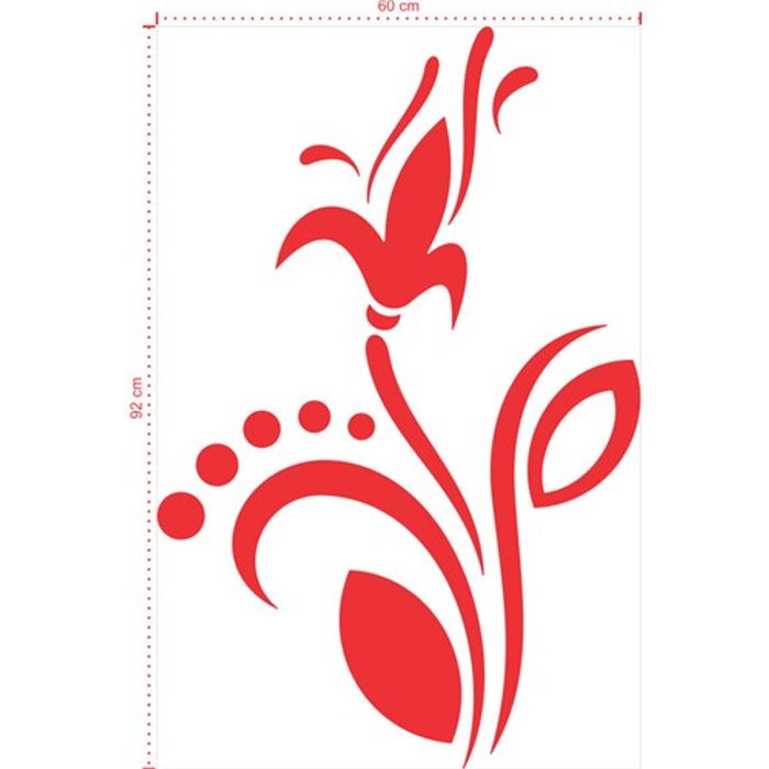 Adesivo Decorativo - Floral 025 - Tamanho: 60x92 cm - Vermelho