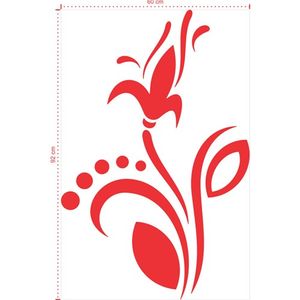 Adesivo Decorativo - Floral 025 - Tamanho: 60x92 cm - Vermelho