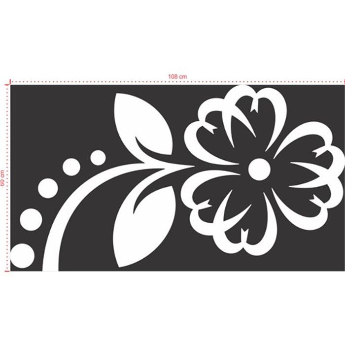 Adesivo Decorativo - Floral 027 - Tamanho: 108x60 cm - Branco