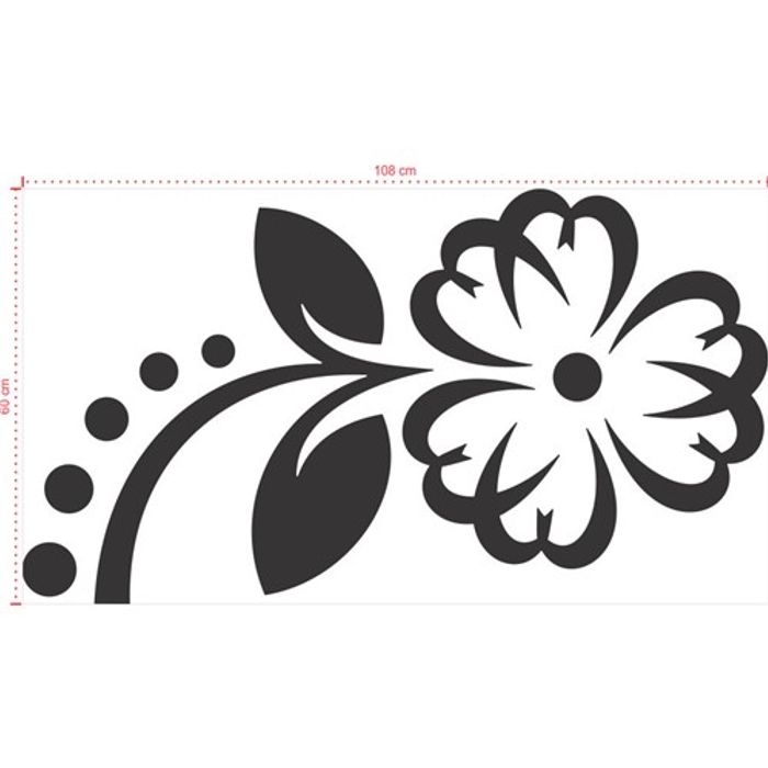Adesivo Decorativo - Floral 027 - Tamanho: 108x60 cm - Preto