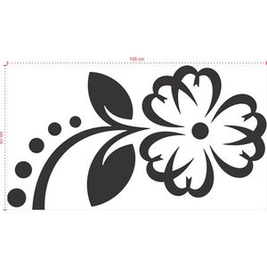 Adesivo Decorativo - Floral 027 - Tamanho: 108x60 cm - Vermelho