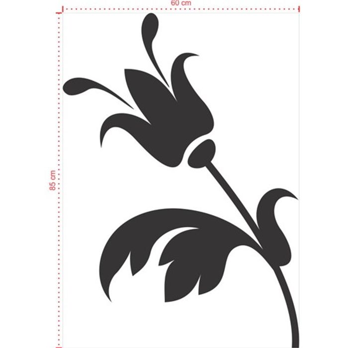Adesivo Decorativo - Floral 028 - Tamanho: 60x85 cm - Preto