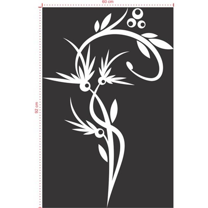 Adesivo Decorativo - Floral 029 - Tamanho: 60x92 cm - Branco