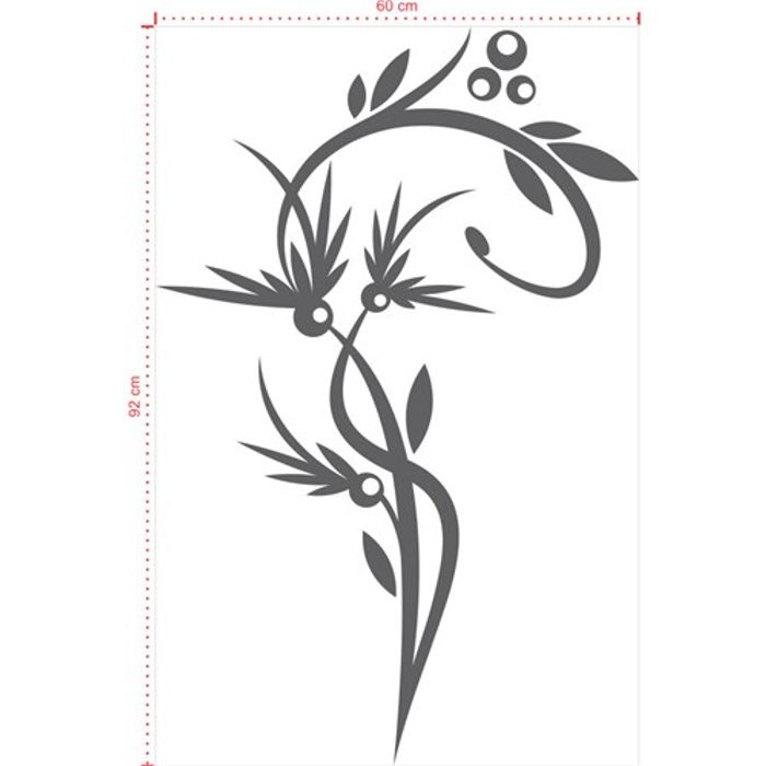 Adesivo Decorativo - Floral 029 - Tamanho: 60x92 cm - Cinza