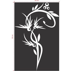 Adesivo Decorativo - Floral 029 - Tamanho: 60x92 cm - Cinza