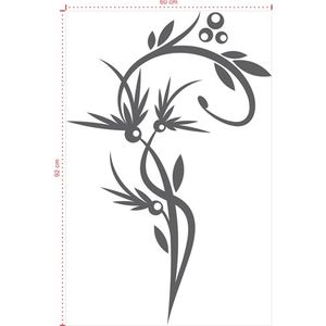 Adesivo Decorativo - Floral 029 - Tamanho: 60x92 cm - Preto