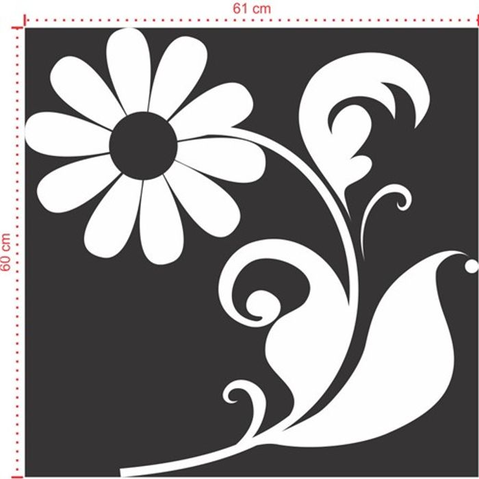 Adesivo Decorativo - Floral 030 - Tamanho: 61x60 cm - Branco