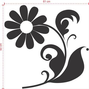 Adesivo Decorativo - Floral 030 - Tamanho: 61x60 cm - Branco