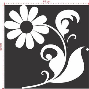 Adesivo Decorativo - Floral 030 - Tamanho: 61x60 cm - Preto