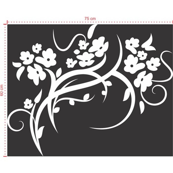 Adesivo Decorativo - Floral 031 - Tamanho: 75x60 cm - Branco