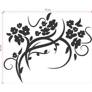 Adesivo Decorativo - Floral 031 - Tamanho: 75x60 cm - Branco
