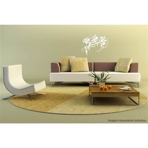 Adesivo Decorativo - Floral 031 - Tamanho: 75x60 cm - Branco