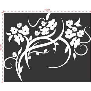 Adesivo Decorativo - Floral 031 - Tamanho: 75x60 cm - Preto