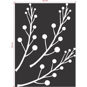Adesivo Decorativo - Floral 032 - Tamanho: 60x82 cm - Preto