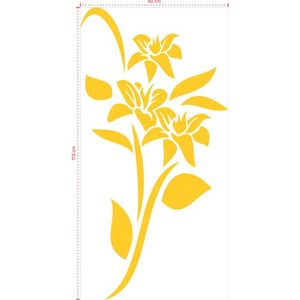Adesivo Decorativo - Floral 033 - Tamanho: 60x118 cm - Amarelo Ouro