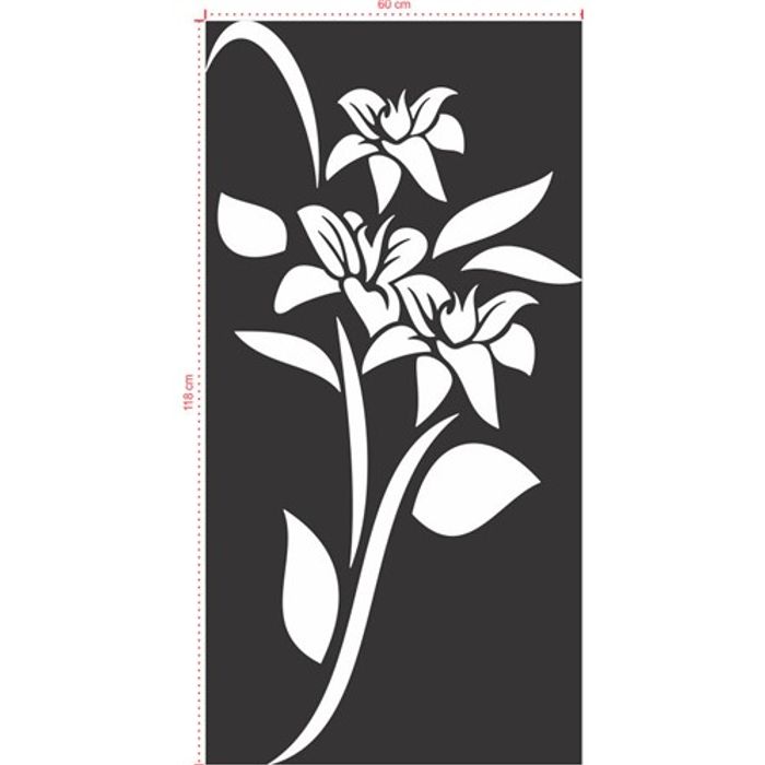 Adesivo Decorativo - Floral 033 - Tamanho: 60x118 cm - Branco