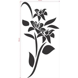 Adesivo Decorativo - Floral 033 - Tamanho: 60x118 cm - Preto