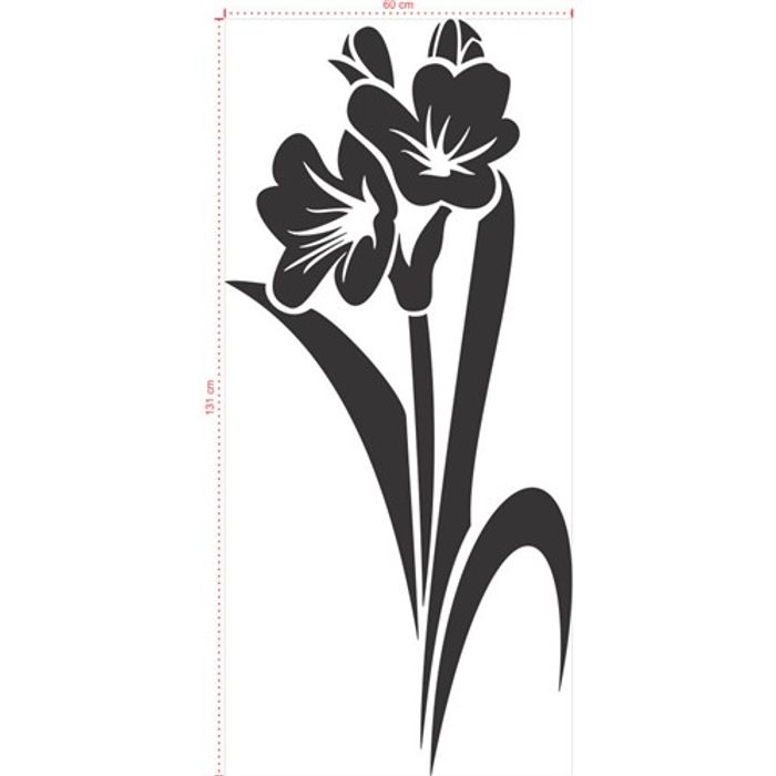 Adesivo Decorativo - Floral 034 - Tamanho: 60x131 cm - Preto