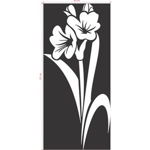Adesivo Decorativo - Floral 034 - Tamanho: 60x131 cm - Preto