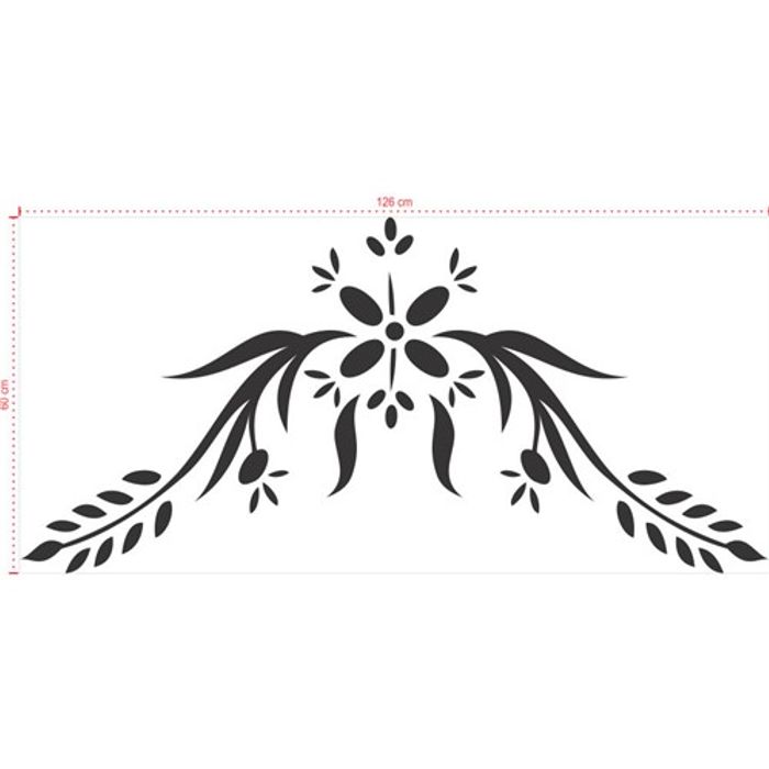 Adesivo Decorativo - Floral 035 - Tamanho: 126x60 cm - Preto