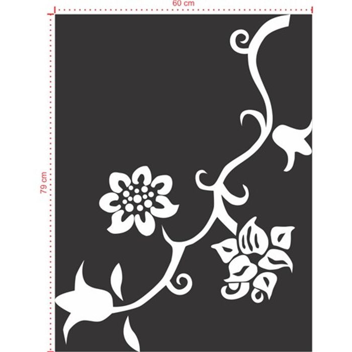 Adesivo Decorativo - Floral 036 - Tamanho: 60x79 cm - Branco