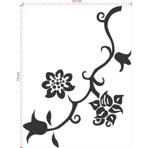 Adesivo Decorativo - Floral 036 - Tamanho: 60x79 cm - Branco