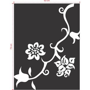 Adesivo Decorativo - Floral 036 - Tamanho: 60x79 cm - Preto