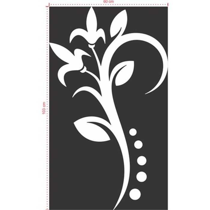 Adesivo Decorativo - Floral 037 - Tamanho: 60x103 cm - Branco