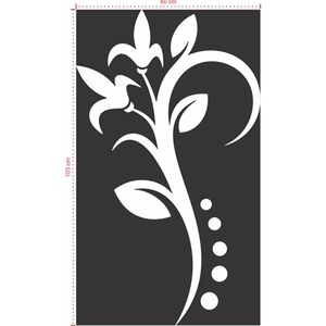 Adesivo Decorativo - Floral 037 - Tamanho: 60x103 cm - Preto
