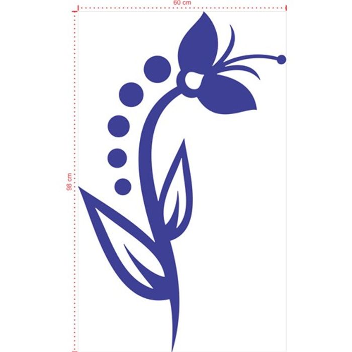 Adesivo Decorativo - Floral 038 - Tamanho: 60x98 cm - Azul Marinho