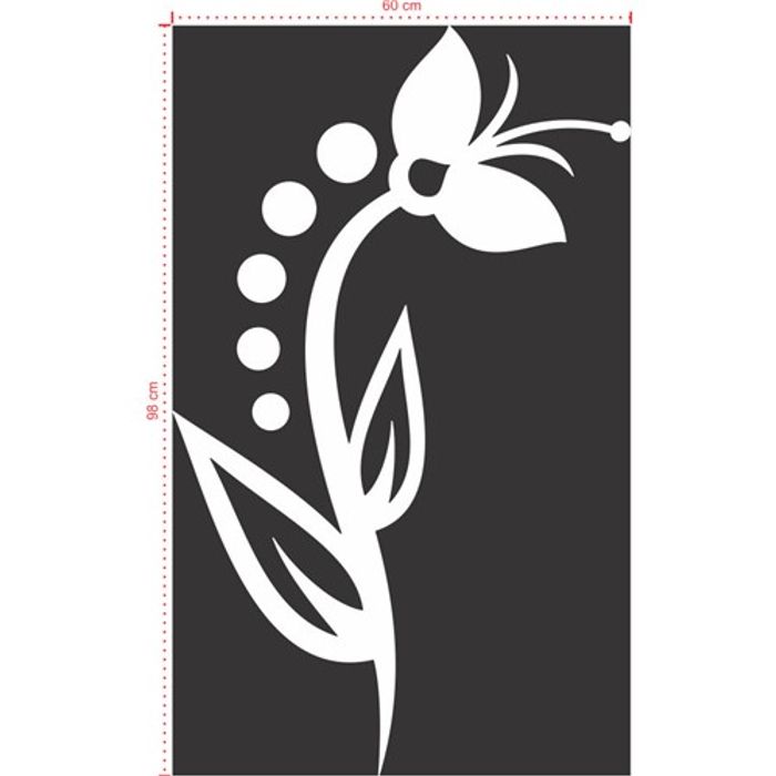 Adesivo Decorativo - Floral 038 - Tamanho: 60x98 cm - Branco