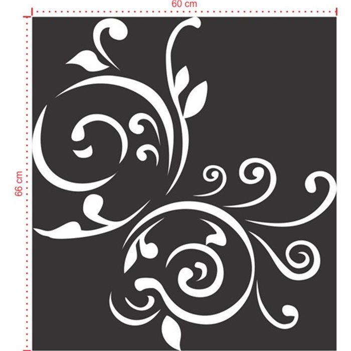 Adesivo Decorativo - Floral 039 - Tamanho: 60x66 cm - Branco