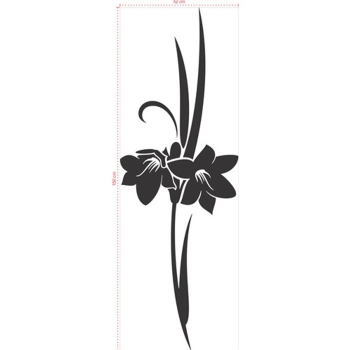 Adesivo Decorativo - Floral 040 - Tamanho: 52x150 cm - Preto