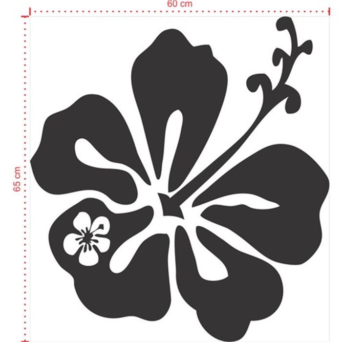 Adesivo Decorativo - Floral 041 - Tamanho: 60x65 cm - Preto