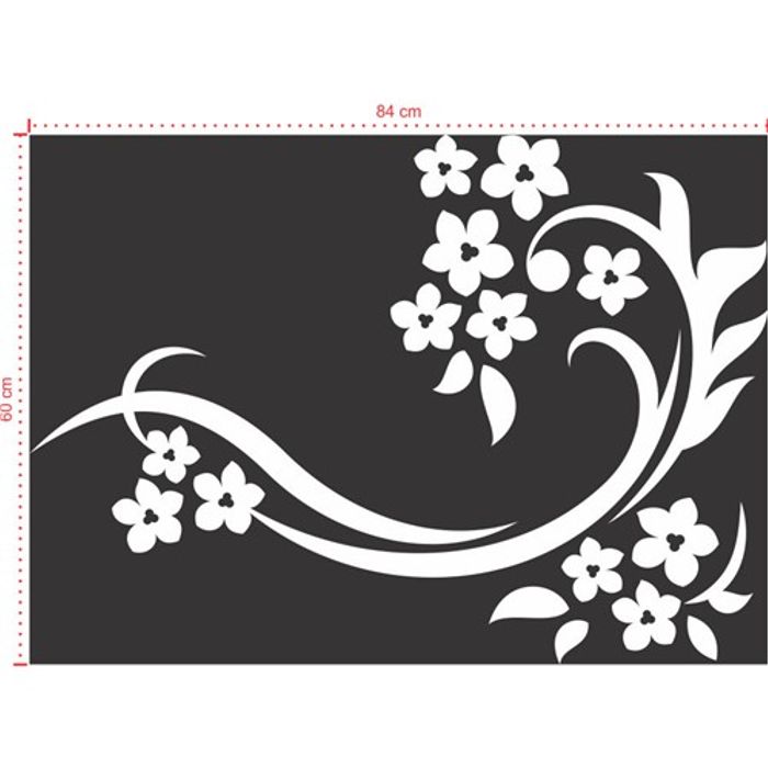 Adesivo Decorativo - Floral 042 - Tamanho: 84x60 cm - Branco