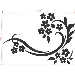 Adesivo Decorativo - Floral 042 - Tamanho: 84x60 cm - Branco