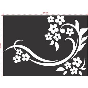 Adesivo Decorativo - Floral 042 - Tamanho: 84x60 cm - Branco