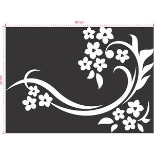 Adesivo Decorativo - Floral 042 - Tamanho: 84x60 cm - Preto