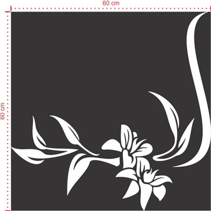 Adesivo Decorativo - Floral 043 - Tamanho: 60x60 cm - Branco
