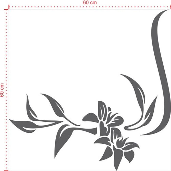 Adesivo Decorativo - Floral 043 - Tamanho: 60x60 cm - Cinza