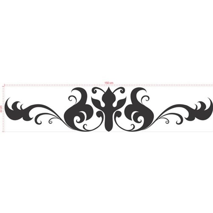 Adesivo Decorativo - Floral 045 - Tamanho: 150x33 cm - Preto