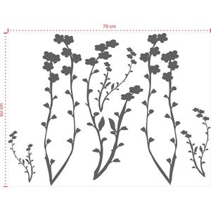 Adesivo Decorativo - Floral 046 - Tamanho: 79x60 cm - Branco