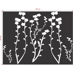 Adesivo Decorativo - Floral 046 - Tamanho: 79x60 cm - Cinza